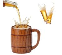 Tissting 300ml Chope à Bière en Bois, Baril en Forme de Seau avec Poignée, Tasse à Boire Sculptée pour Thé, Lait, Bière