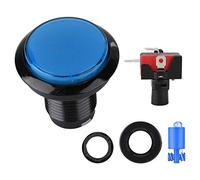 Tissting Bouton lumineux LED rond pour machine à, structure en coque cristal acrylique, design 3D avec effet sonore, intégration précise, compatible jeux DIY (Blue)