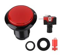 Tissting Bouton lumineux LED rond pour machine à, structure en coque cristal acrylique, design 3D avec effet sonore, intégration précise, compatible jeux DIY (Red)