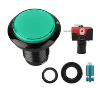 Tissting Bouton lumineux LED rond pour machine à, structure en coque cristal acrylique, design 3D avec effet sonore, intégration précise, compatible jeux DIY (Green)