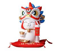 Tissting Chat Chinois Vivant et Adorable, Chat Porte-Bonheur, Blanc Ornement de La Figure du Chat de La Fortune, Décoration de La Banque de Pièces de Monnaie du Pot D'épargne du Chat de La Fortune