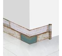 Tissting Frise Murale Adhesive Autocollant de Carrelage étanche Plinthe Autocollant Auto-Adhésif Sol Papier Peint Frontière Mat Grain Bois Salle de Bain Cuisine Salon