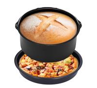 Tissting Moule À Gâteau 20cm/8 Pouces En Acier Au Carbone Antiadhésif Pour Friteuse À Air - Accessoire de Cuisine Idéal Pour Gâteaux Pizzas Et Pain Rond Facile À Nettoyer Et Passe Lave-Vaisselle