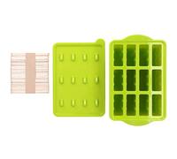 Tissting Moule à Glaces Silicone 12 Barres Avec Bâtonnets et Couvercle (Green +50 Ice Cream Sticks)