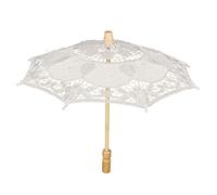 Tissting Parapluie en Dentelle, Élégant Parasol Romantique pour Mariage avec Manche en Bois d'Eucalyptus, Décoration de Fête et Photographie pour Femmes et Filles
