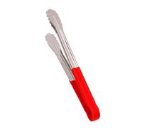 Tissting Pince à Servir Inox Rouge avec Extrémité Évasée pour Grill (Large) | Bout Évasé pour Viande et Salade, Longue Poignée Isolante, Passage au Lave Vaisselle Maison