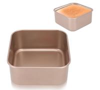 Tissting Plat de Cuisson Carré Profond en Acier au Carbone, 17.8 x 17.8 x 8cm Ustensiles de Cuisson, Poêle à Pain, Plaque à Biscuits Dorée, Brownie, Grille-pain, Poêle pour Gâteau, Pain, Barbecue
