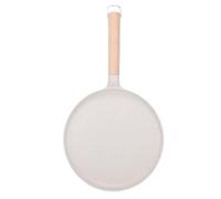 Tissting Poêle à crêpes antiadhésive - Poêle Plate en Alliage d'aluminium avec Manche en Bois pour Tortilla, roti, Pancake Indien, Cuisson Uniforme, Compatible Toutes cuisinières (Beige)