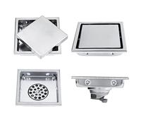 Tissting Siphon de Sol, Élégant Siphon Carré en Acier Inoxydable 110x110 mm avec Grille Amovible Anti-Odeur pour Salle de Bain, Cuisine et Buanderie
