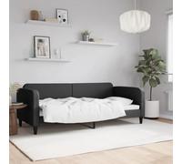 Tissu 2 en 1 convertible canapé lit salon invités 90x200 cm Noir | Canape Lit de Jour 2 en 1 Noir 90x200 cm Tissu avec Accoudoirs Rembourres, Lit d Appoint Metal et Bois pour Salon Chambre