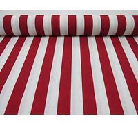 Tissu à rayures blanches - Tissu d'ameublement à rideaux à rayures de 280 cm de large (vendu au mètre) - 4 couleurs : rouge, noir, jaune et bleu