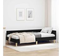 Tissu Angle réversible Gain de Place L Design Moderne 90 x 190 cm Noir | Cadre de lit d'angle Noir 90x190 cm tissu avec rangement, lit-canapé d'appoint gain de place pour petit espace, sommier