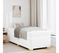 Tissu Bois Design Moderne Chambre contemporaine Base Fixe 80 x 200 cm Blanc | Cadre de lit avec matelas Blanc 80 x 200 cm tissu literie complète sommier moderne chambre adulte