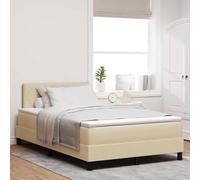 Tissu Bois ingénierie LED Moderne Crème 120 x 200 cm | Lit à Ressorts avec Matelas LED Crème 120x200 cm Tissu Tête Réglable Ensemble Complet Moderne Respirant