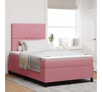 Tissu Bois Massif réglable Moderne Pieds Rose 120 x 190 cm | Lit à Ressorts avec Matelas Rose 120x190 cm Tissu Moderne Sommier Bois Pin Tête Réglable