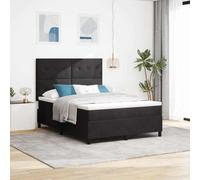 Tissu bois massif tête réglable design pieds Noir 160 x 200 cm | Lit à ressorts avec matelas Noir 160 x 200 cm tissu cadre bois pin moderne têtière réglable sommier king taille 280 kg