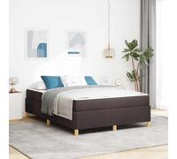 Tissu Bois Minimaliste Chambre Moderne Marron 140 x 190 cm | Cadre de lit avec matelas Marron foncé 140 x 190 cm tissu literie complète rangement intégré sommier design moderne