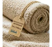 Tissu Bou u Mètre Bouclette Douce 1 M x 140 cm - Tissus Ameublement pour Canapé Fauteuil Coussin Rideaux Robuste Respirant et Chaleureux avec Oeko Tex Beige