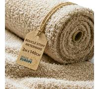 Tissu Bou u Mètre Bouclette Douce 2 M x 140 cm - Tissus Ameublement pour Canapé Fauteuil Coussin Rideaux Robuste Respirant et Chaleureux avec Oeko Tex Beige