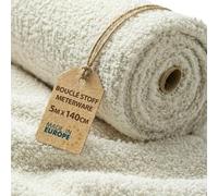 Tissu Bou u Mètre Bouclette Douce 5 M x 140 cm - Tissus Ameublement pour Canapé Fauteuil Coussin Rideaux Robuste Respirant et Chaleureux avec Oeko Tex Beige clair