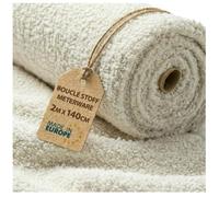 Tissu Bouclette au Metre 2 M x 140 cm - Tissu Ameublement Textile Deco Ideal pour Coussin Canape Sofa Housse Mobilier - Beige clair