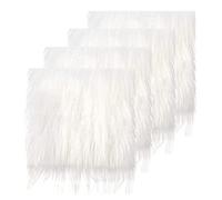 Tissu carré en fausse fourrure à poils longs - Housse de coussin de chaise - Pour loisirs créatifs - 25 x 25 cm - Blanc