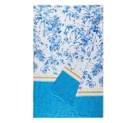 Tissu d'ameublement bassetti granfoulard ibiscus tattoo b1 - motif feuillage bleu - 270x270-cm