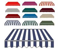Tissu de rechange Ning de qualité supérieure pour nings de terrasse rétractable, housse d'auvent imperméable avec cantonnière, toile d'extérieur pour terrasse, cour et balcon (rayures bleues et