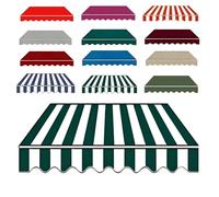 Tissu de rechange pour terrasse - 280 g/㎡ - Housse d'auvent imperméable avec cantonnière en toile pour terrasse, cour et balcon (rayures vertes et blanches, 4,9 x 3 m)
