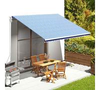 vidaXL Tissu de remplacement pour auvent bleu et blanc 380x295 cm polyester 141011