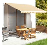 Tissu de remplacement pour auvent Jaune et blanc 4x3,5 m Blanc G