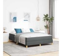 Tissu Doux et Bois ingénierie Chic Moderne Box Spring 140 x 190 cm Gris | Lit à Ressorts avec Matelas Tissu Gris Foncé 140x190 cm, Sommier à Lattes en Bois, Design Moderne pour Chambre, Charge