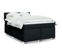Tissu doux matelas à ressorts ensachés sommier noir 140x190cm | Sommier à lattes lit avec matelas ressorts ensachés Noir 140x190 cm Tissu LED surmatelas cadre bois