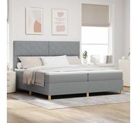 Tissu durable et bois massif tête de lit réglable 200 x 200 cm Gris clair | Lit à Ressorts avec Matelas Tissu Gris Clair 200x200 cm King Size avec Tête de Lit Réglable et Sommier à Lattes Inclus,