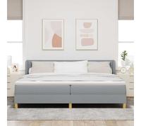 Tissu élégant Design Moderne tête Ajustable Gris Clair 200 x 200 cm | Lit à ressorts avec matelas Gris clair 200 x 200 cm tissu tête réglable bois pin king size