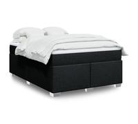 Tissu en polyester Ressorts ensachés Lit à sommier 140x190 cm Noir | Sommier lattes matelas ressorts ensachés Noir 140x190 cm Tissu lit complet confort