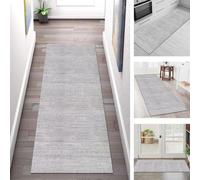 Tissu en polyester - Tapis de cuisine - Protection de sol - Sol antidérapant - 60 x 200 cm - Gris clair