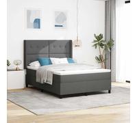 Tissu et Bois avec LED Moderne Chic Gris 140 x 190 cm | Lit à ressort LED avec matelas Gris foncé 140 x 190 cm tissu moderne design, sommier à lattes et tête ajustable pour chambre