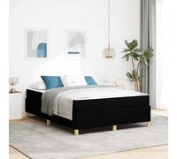 Tissu et Bois Minimaliste literie Chambre Moderne Robuste 140 x 190 cm Noir | Cadre de lit avec matelas Noir 140 x 190 cm tissu moderne rangement intégré sommier bois literie complète confort ferme