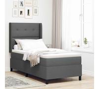 Tissu et Bois Moderne LED Élégant Chic 80 x 200 cm Gris | Lit à ressort LED avec matelas Gris foncé 80 x 200 cm tissu, cadre en bois et tête réglable, sommier à lattes inclus, bande