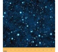 Tissu « Galaxie » au mètre : ciel étoilé, intérieur/extérieur, univers, étoiles scintillantes, tissu de décoration pour housses de meubles et projets de couture DIY, 276 x 150 cm, bleu