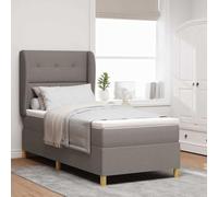 Tissu gris foncé cadre en bois ingénierie tête ajustable 90x200 cm Taupe | Lit à Ressorts avec Matelas Gris Foncé 90x190 cm Taupe Tissu pour Chambre Moderne, Tête de Lit Réglable, Cadre en Bois