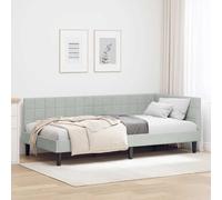 Tissu haut de gamme respirant Canapé lit compact polyvalent Gris clair | Cadre de lit d'angle Gris clair 90x200 Velours Canapé convertible avec tête de lit orientable pour petit espace chambre,