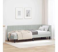 Tissu haut de gamme respirant Canapé lit compact polyvalent Jour et nuit | Cadre de lit d'angle Gris clair 80x200 cm Velours avec sommier à lattes, convertible en canapé, gain de place pour petite