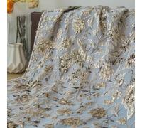 Tissu jacquard gaufré bleu gris pour couture de vêtements, tissage en relief pour vêtements, rideaux d'ameublement, 155 x 100 cm, polyester
