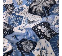 Tissu jacquard polyester et coton 350 g/m² collection TUCAN bleu et blanc