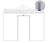 Toile Latérale 6x2m Blanc Imperméable Avec Porte Enroulable Pour Gazebo Pliable 3x6m