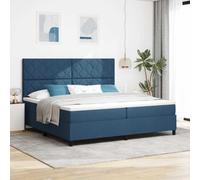 tissu matelas ressorts ensachés tête de lit ajustable LED Bleu 200 x 200 cm | Lit à ressorts avec matelas LED Bleu 200x200 cm tissu, sommier box spring impérial avec tête réglable en hauteur et cadre