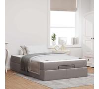 Tissu matelassé avec Rangement tiroirs Design Moderne Taupe 120x200 cm | Cadre de lit avec matelas 2 pcs Taupe tissu, sommier tiroirs rangement, literie moderne petit double 120x200, matelas mousse