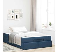 Tissu Moderne avec tiroirs intégrés Bleu 120 x 190 cm | Cadre de lit avec matelas 2 pcs Bleu tissu Literie complète avec tiroirs rangement Mousse haute densité pour chambre moderne